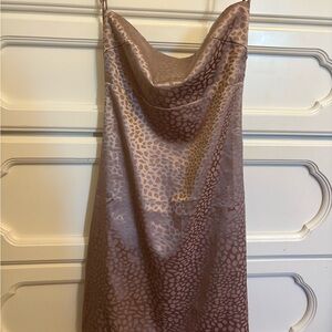 Elegant Brown Satin Slip Dress